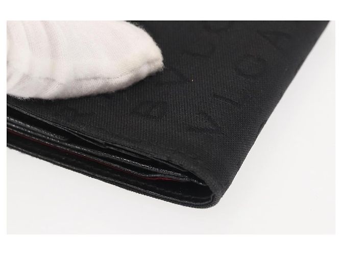Bulgari Billetera Bifold BVLGARI Logo Mania de lona negra Auth am9073 - vista 8
