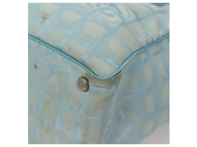 CHANEL Neue Reisetasche aus Nylon Hellblau Silber CC Auth 133486 - Ansicht 11