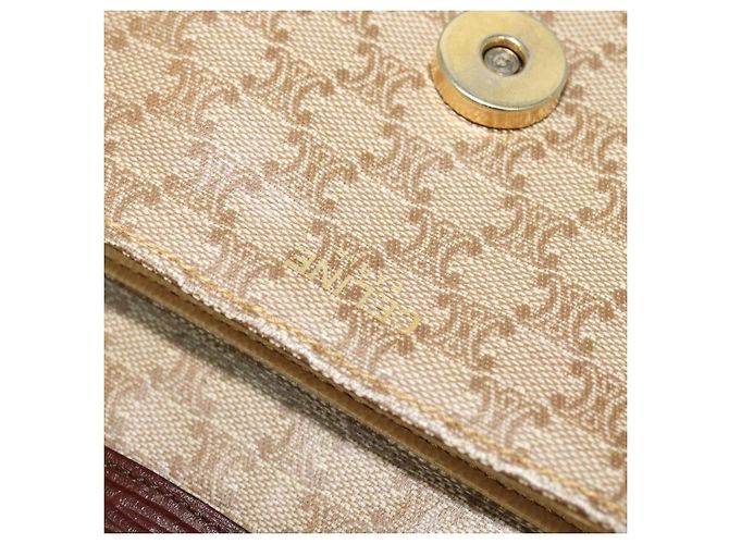 Céline Borsa a Spalla in Tela Macadam CELINE Beige Oro Auth BA4671 D'oro - vista 10
