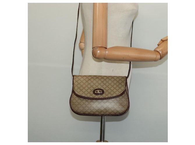 Céline Borsa a Spalla in Tela Macadam CELINE Beige Oro Auth BA4671 D'oro - vista 24