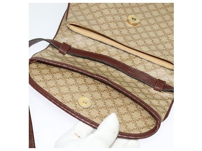 Céline Borsa a Spalla in Tela Macadam CELINE Beige Oro Auth BA4671 D'oro - vista 9