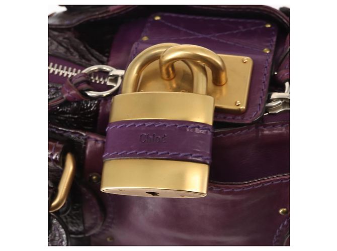 Chloé Borsa a Mano Chloe Paddington Smalto Viola Oro Argento Auth BA6267 - vista 14