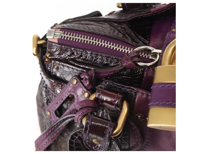 Chloé Borsa a Mano Chloe Paddington Smalto Viola Oro Argento Auth BA6267 - vista 15