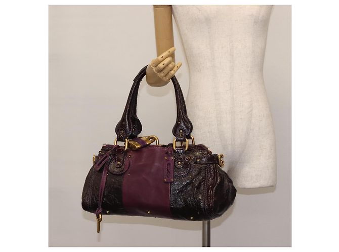 Chloé Borsa a Mano Chloe Paddington Smalto Viola Oro Argento Auth BA6267 - vista 24