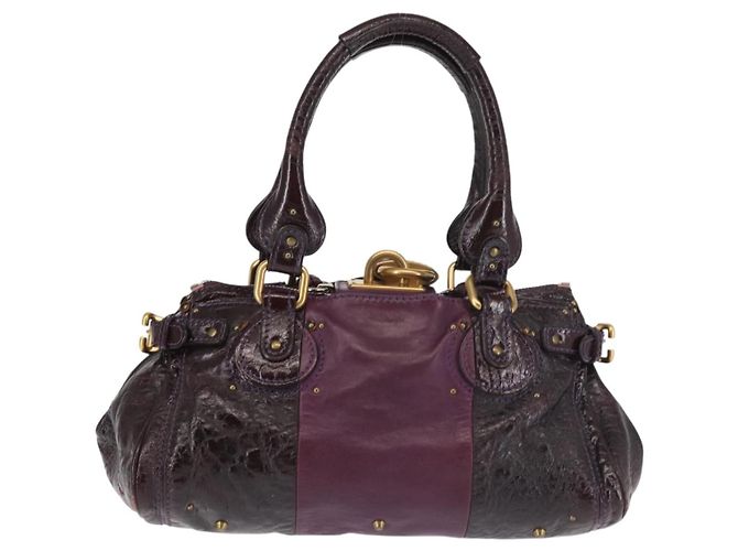 Chloé Borsa a Mano Chloe Paddington Smalto Viola Oro Argento Auth BA6267 - vista 3