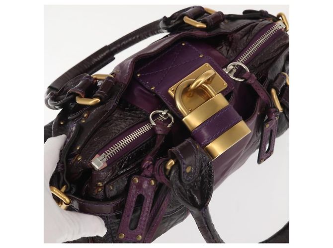 Chloé Borsa a Mano Chloe Paddington Smalto Viola Oro Argento Auth BA6267 - vista 6