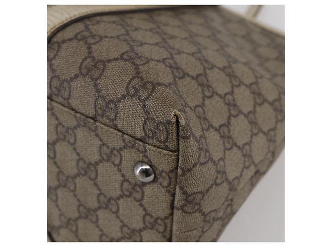 Gucci Borsa Tote GG Supreme in PVC Beige Argento 114595 Auth 142526 - vista 12