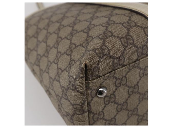Gucci Borsa Tote GG Supreme in PVC Beige Argento 114595 Auth 142526 - vista 13