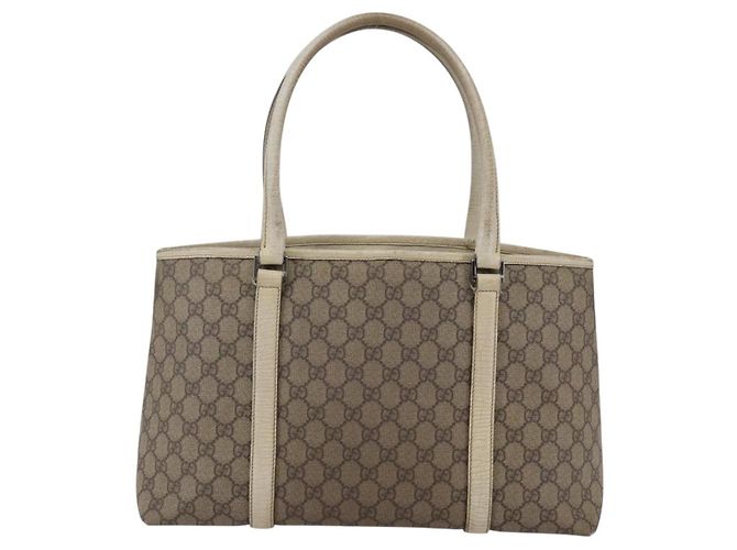 Gucci Borsa Tote GG Supreme in PVC Beige Argento 114595 Auth 142526 - vista 3