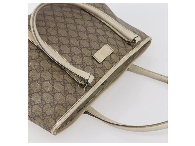 Gucci Borsa Tote GG Supreme in PVC Beige Argento 114595 Auth 142526 - vista 6