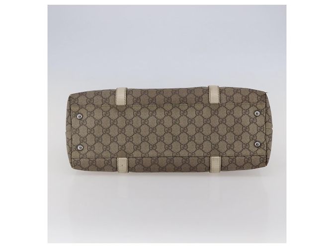 Gucci Borsa Tote GG Supreme in PVC Beige Argento 114595 Auth 142526 - vista 9