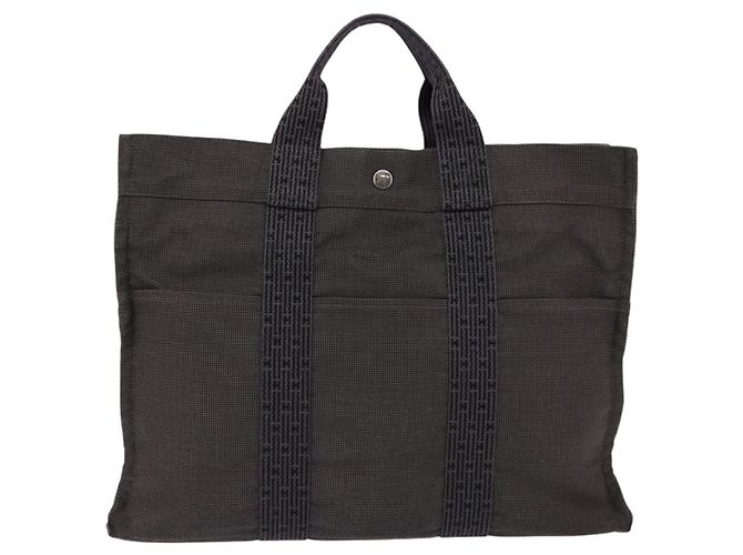 Hermès HERMES Handtasche Her LineMM aus Canvas Grau Silber Authentisch 143973 Braun - Ansicht 2