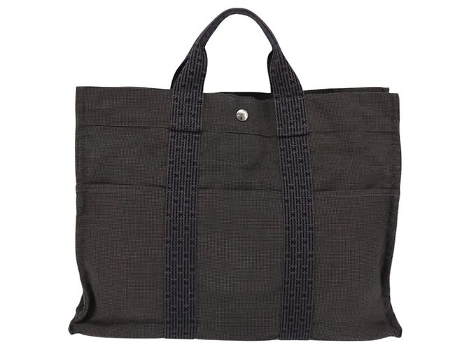 Hermès HERMES Handtasche Her LineMM aus Canvas Grau Silber Authentisch 143973 Braun - Ansicht 3