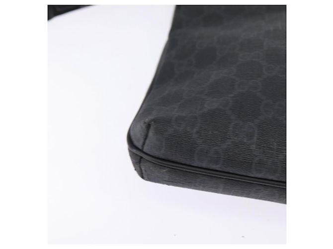 Gucci Borsa a Spalla GG Supreme in PVC Pelle Nera Argento 322279 Auth 143336 Nero - vista 10