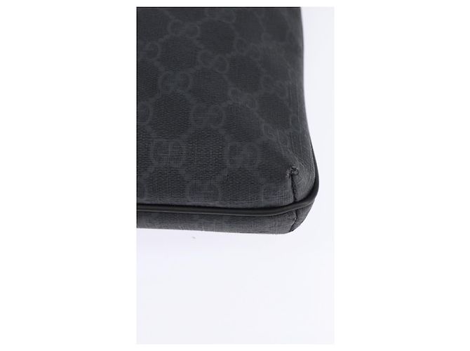 Gucci Borsa a Spalla GG Supreme in PVC Pelle Nera Argento 322279 Auth 143336 Nero - vista 11