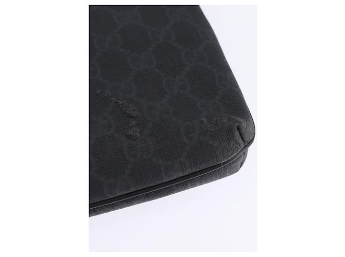 Gucci Borsa a Spalla GG Supreme in PVC Pelle Nera Argento 322279 Auth 143336 Nero - vista 13