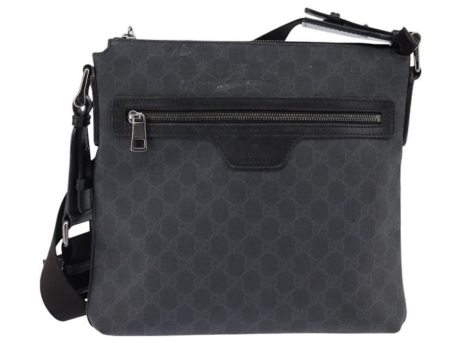 Gucci Borsa a Spalla GG Supreme in PVC Pelle Nera Argento 322279 Auth 143336 Nero - vista 2