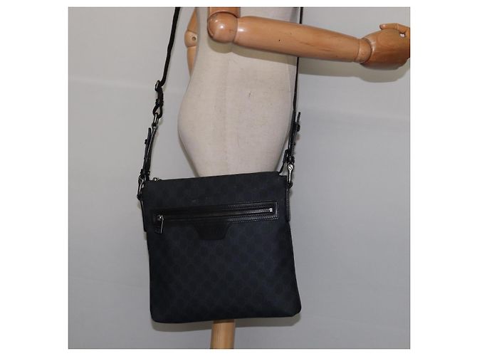 Gucci Borsa a Spalla GG Supreme in PVC Pelle Nera Argento 322279 Auth 143336 Nero - vista 21