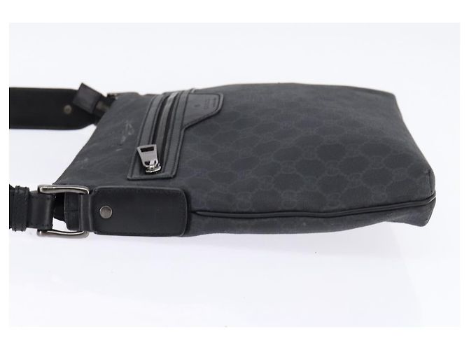 Gucci Borsa a Spalla GG Supreme in PVC Pelle Nera Argento 322279 Auth 143336 Nero - vista 4