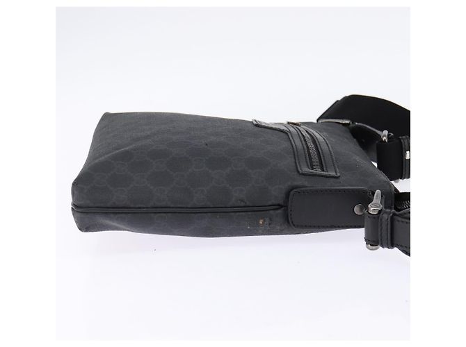 Gucci Borsa a Spalla GG Supreme in PVC Pelle Nera Argento 322279 Auth 143336 Nero - vista 5