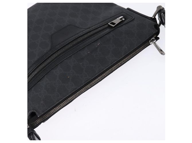 Gucci Borsa a Spalla GG Supreme in PVC Pelle Nera Argento 322279 Auth 143336 Nero - vista 6