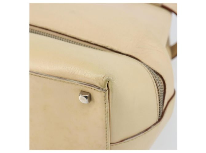 Borsa a mano Gancini in pelle beige e argento di Salvatore Ferragamo Auth hk2982 - vista 10
