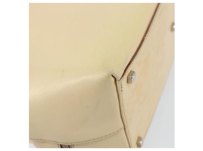 Borsa a mano Gancini in pelle beige e argento di Salvatore Ferragamo Auth hk2982 - vista 13
