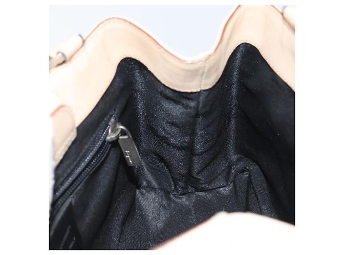 Borsa a mano Gancini in pelle beige e argento di Salvatore Ferragamo Auth hk2982 - vista 17