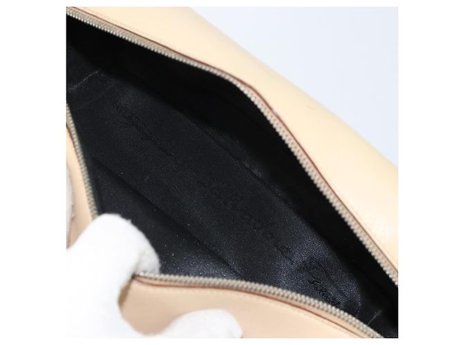 Borsa a mano Gancini in pelle beige e argento di Salvatore Ferragamo Auth hk2982 - vista 20
