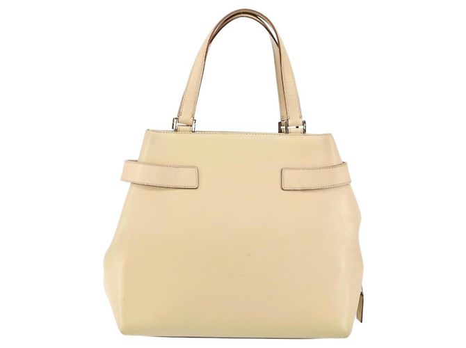 Borsa a mano Gancini in pelle beige e argento di Salvatore Ferragamo Auth hk2982 - vista 3