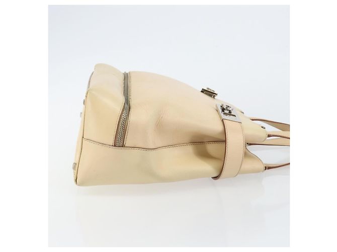 Borsa a mano Gancini in pelle beige e argento di Salvatore Ferragamo Auth hk2982 - vista 4