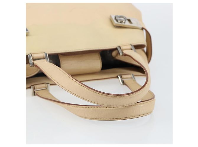 Borsa a mano Gancini in pelle beige e argento di Salvatore Ferragamo Auth hk2982 - vista 7