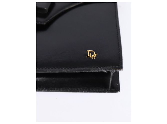 Bolso de Hombro Christian Dior de Cuero Negro Dorado Auth BA6450 - vista 11