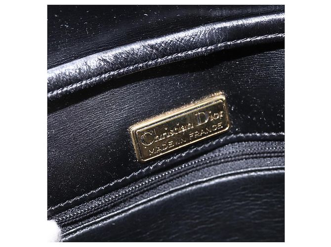 Bolso de Hombro Christian Dior de Cuero Negro Dorado Auth BA6450 - vista 16