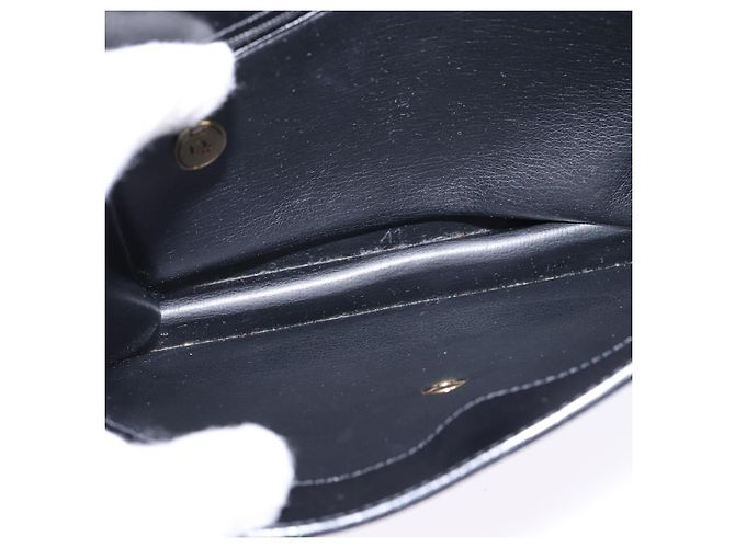 Bolso de Hombro Christian Dior de Cuero Negro Dorado Auth BA6450 - vista 17