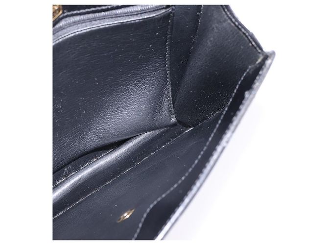 Bolso de Hombro Christian Dior de Cuero Negro Dorado Auth BA6450 - vista 18