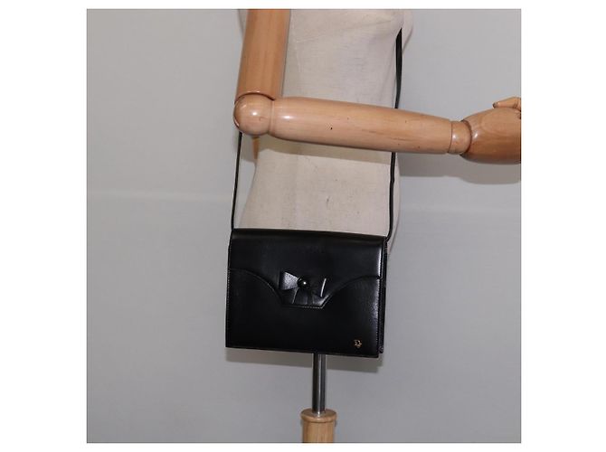 Bolso de Hombro Christian Dior de Cuero Negro Dorado Auth BA6450 - vista 21