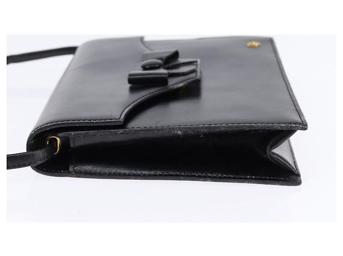 Bolso de Hombro Christian Dior de Cuero Negro Dorado Auth BA6450 - vista 4
