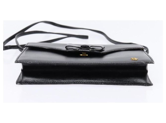 Bolso de Hombro Christian Dior de Cuero Negro Dorado Auth BA6450 - vista 9