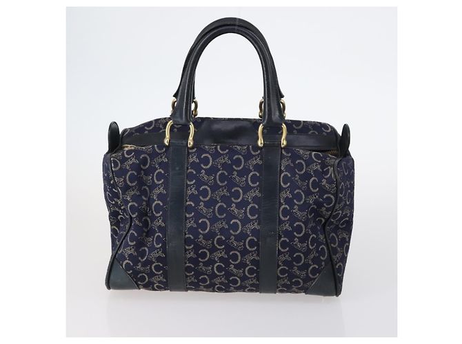 Céline Borsa CELINE Macadam C Macadam in tela PVC e pelle 5 Set Marrone Blu Navy Autentica bs29369 - vista 12