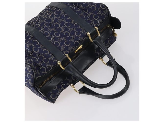 Céline Borsa CELINE Macadam C Macadam in tela PVC e pelle 5 Set Marrone Blu Navy Autentica bs29369 - vista 14