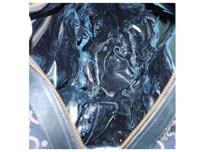 Céline Borsa CELINE Macadam C Macadam in tela PVC e pelle 5 Set Marrone Blu Navy Autentica bs29369 - vista 16