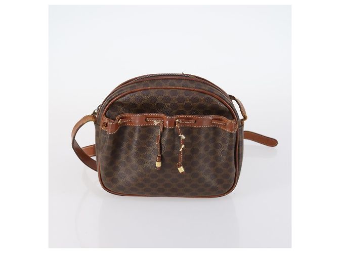 Céline Borsa CELINE Macadam C Macadam in tela PVC e pelle 5 Set Marrone Blu Navy Autentica bs29369 - vista 17