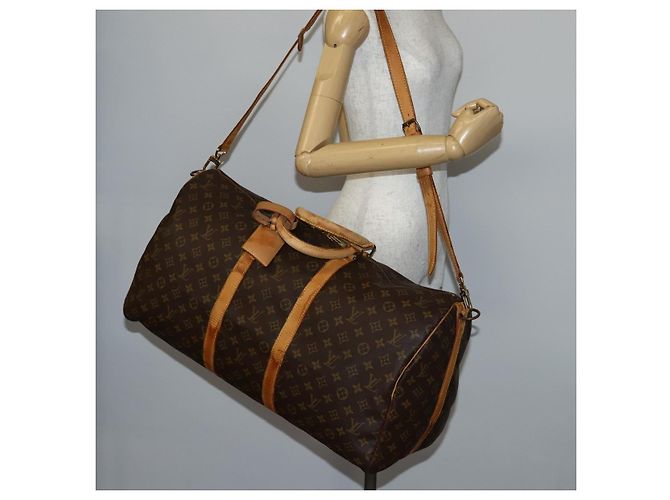 LOUIS VUITTON Borsa Boston Monogram Keepall Bandouliere 55 M41414 LV Auth BA6044 Monogramma - vista 24
