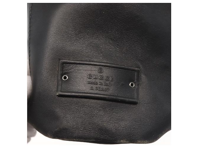 Gucci Borsa a Spalla in Pelle Nera Argento Auth 143208 Nero - vista 14