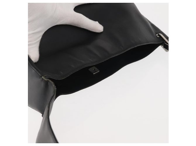 Gucci Borsa a Spalla in Pelle Nera Argento Auth 143208 Nero - vista 6