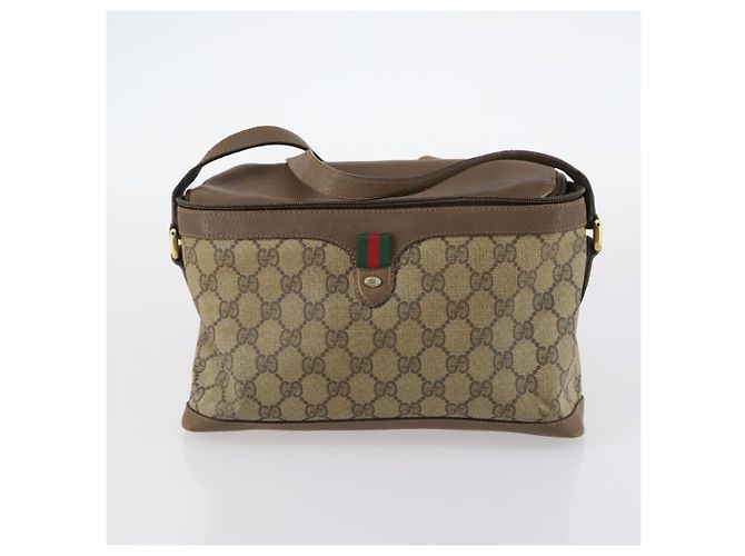 Gucci Borsa a spalla GG Supreme in PVC pelle 3Set Beige Nero Auth BA5854 - vista 17
