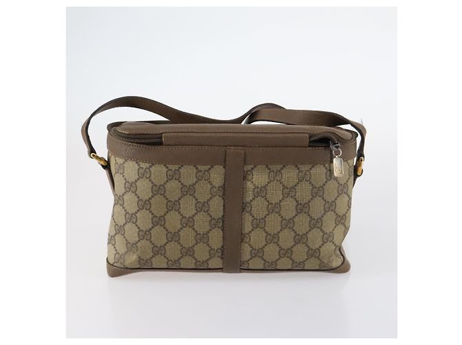 Gucci Borsa a spalla GG Supreme in PVC pelle 3Set Beige Nero Auth BA5854 - vista 18