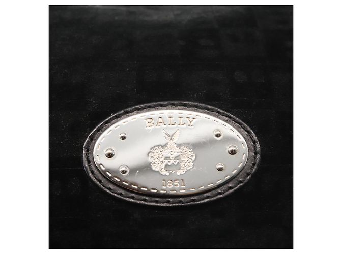 BALLY Borsa a Spalla in Pelle Scamosciata Nera Argento Auth BA6459 Nero - vista 14