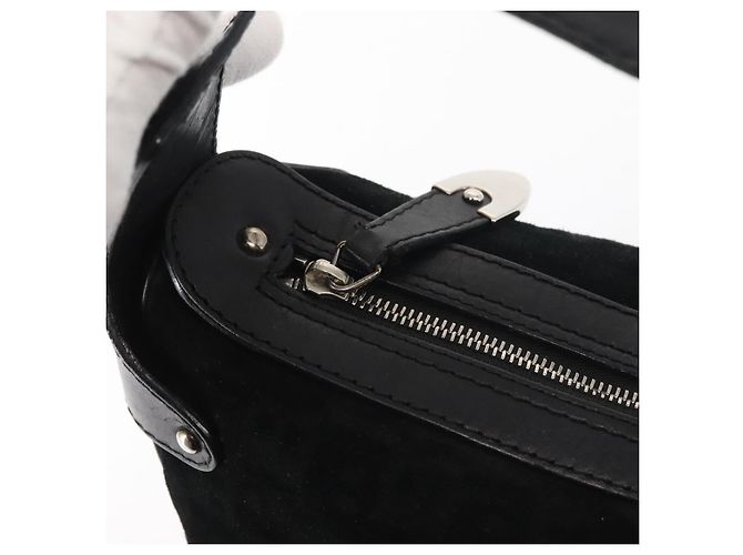 BALLY Borsa a Spalla in Pelle Scamosciata Nera Argento Auth BA6459 Nero - vista 15